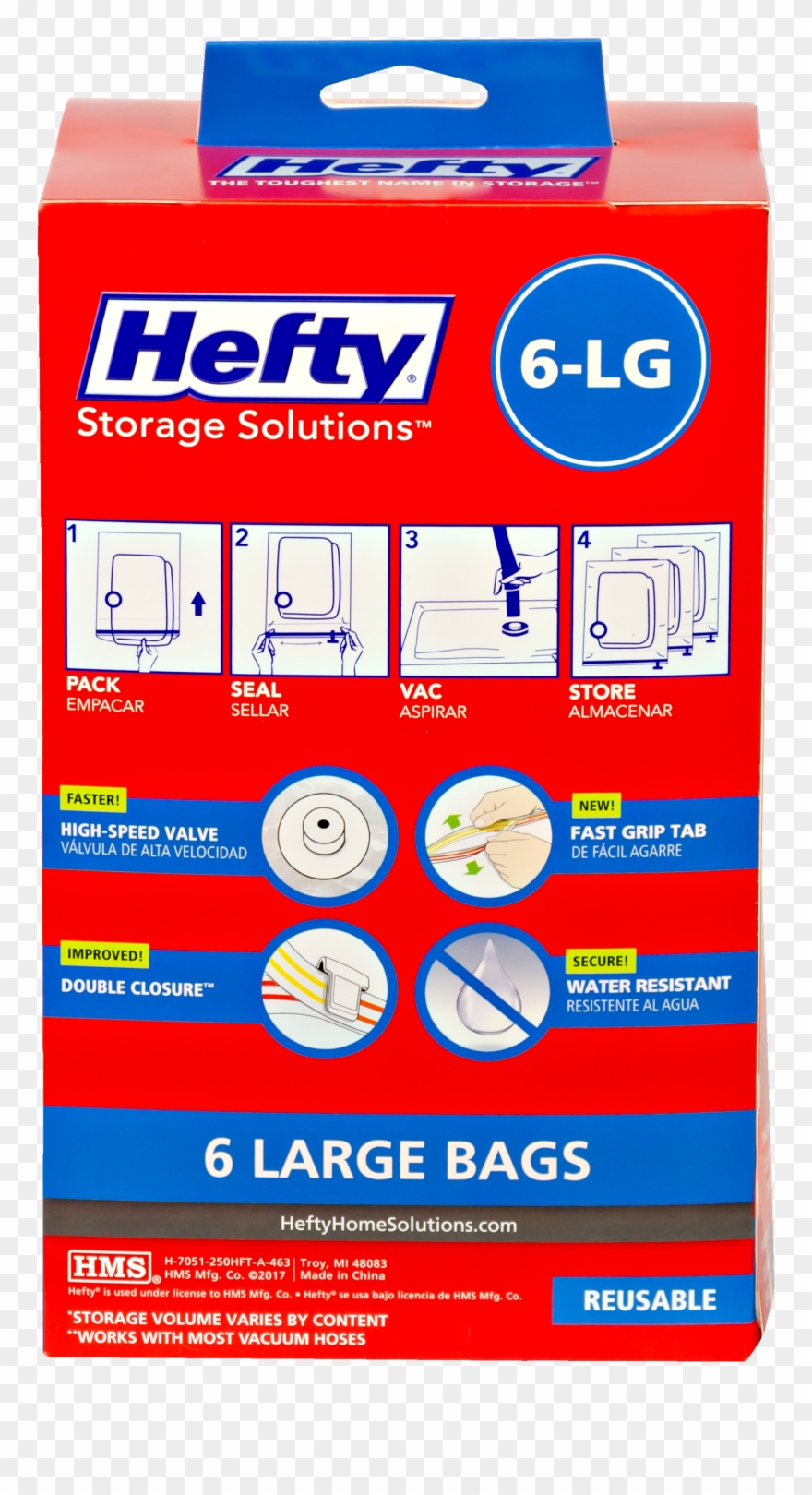 Hefty Clip Fresh Container, Airtight, 6 Piece - Png Download