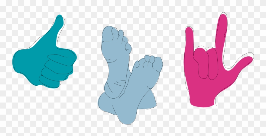 Blue Drawing Hand - Cartoon Clipart