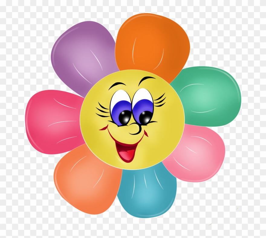 Ромашка Раскраска 6 Лепестков - Smiley Face Flower Clipart - Png Download