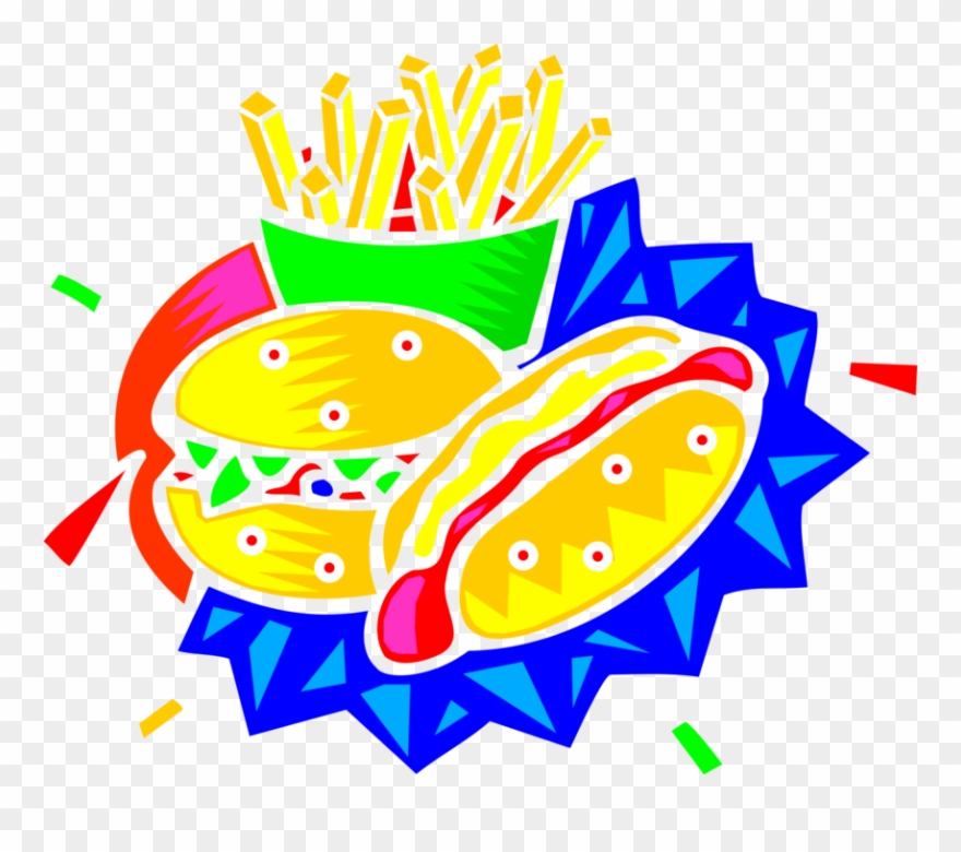 Vector Illustration Of Hamburger And Fries Fast Food Clipart