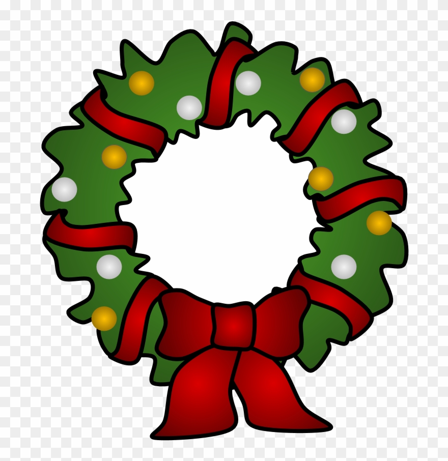 Wreath, Red Tinsel, Gold And Silver Ornaments Clipart