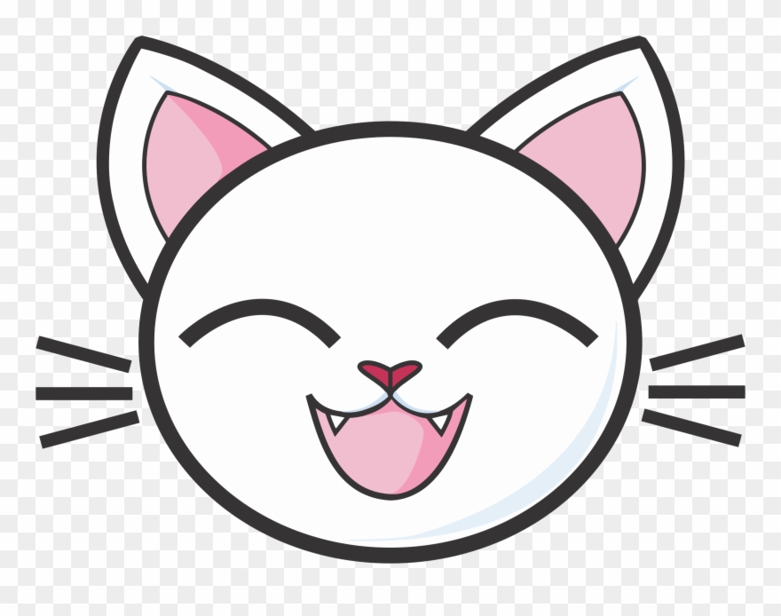 Happy White Cat Icons Png - Happy Cat Face Cartoon Clipart
