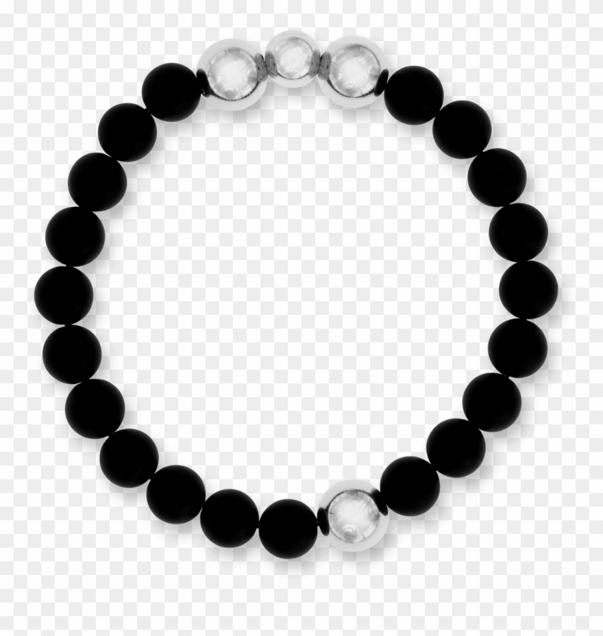 Vega White Gold Plated Stainless Steel & Black Agate Clipart