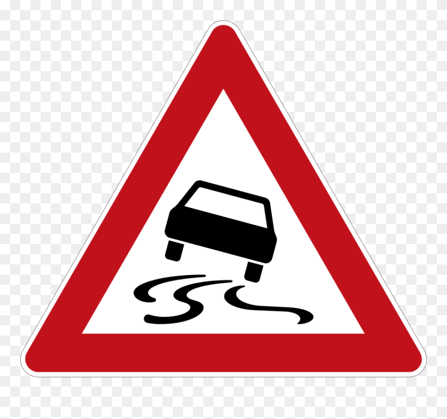 Being At The Wheel Of A Skidding Car Is A Frightening - Road Signs Slippery Road Clipart