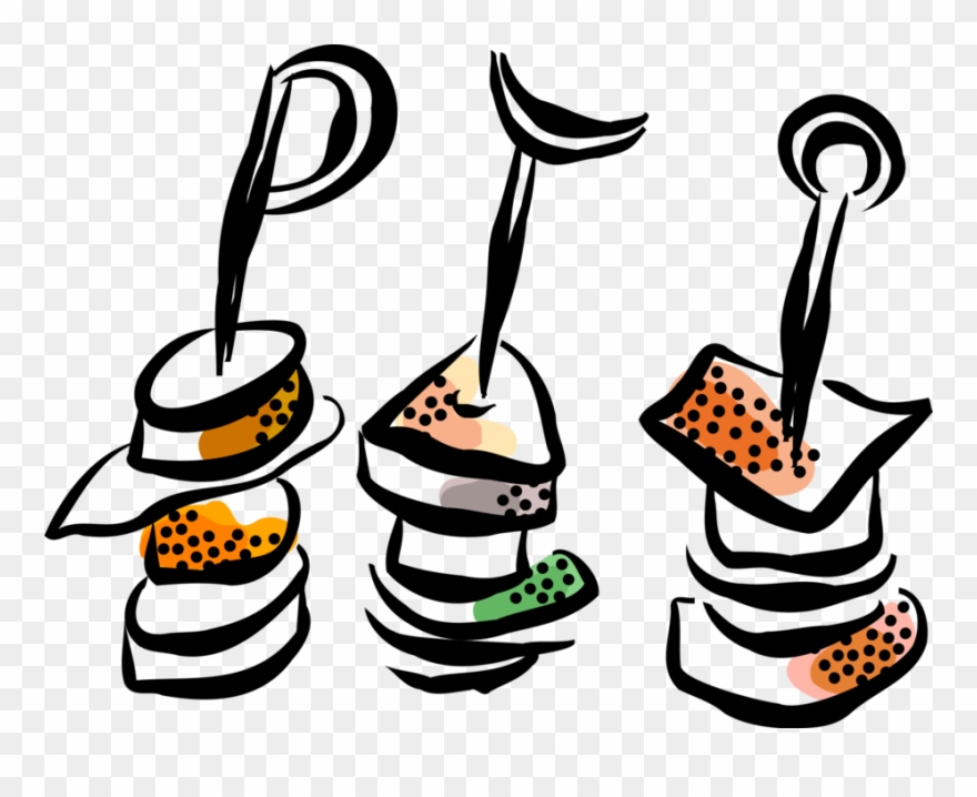 Vector Illustration Of Hors D'oeuvres Canapé Starter - Hors D'oeuvre Clipart