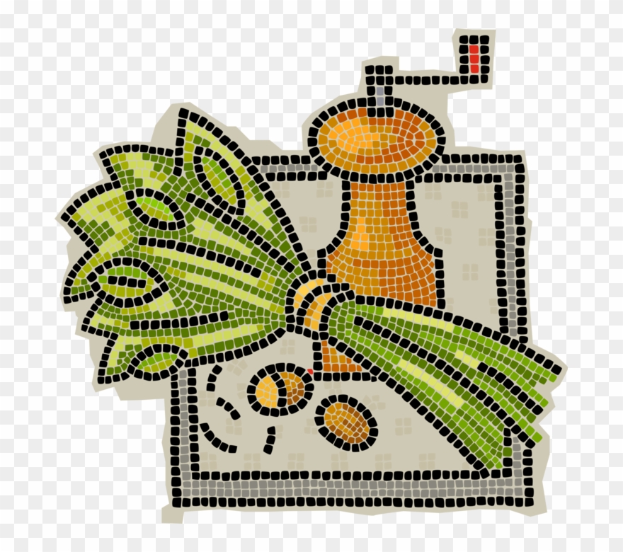 Vector Illustration Of Decorative Mosaic Manual Burr-mill - Cross-stitch Clipart