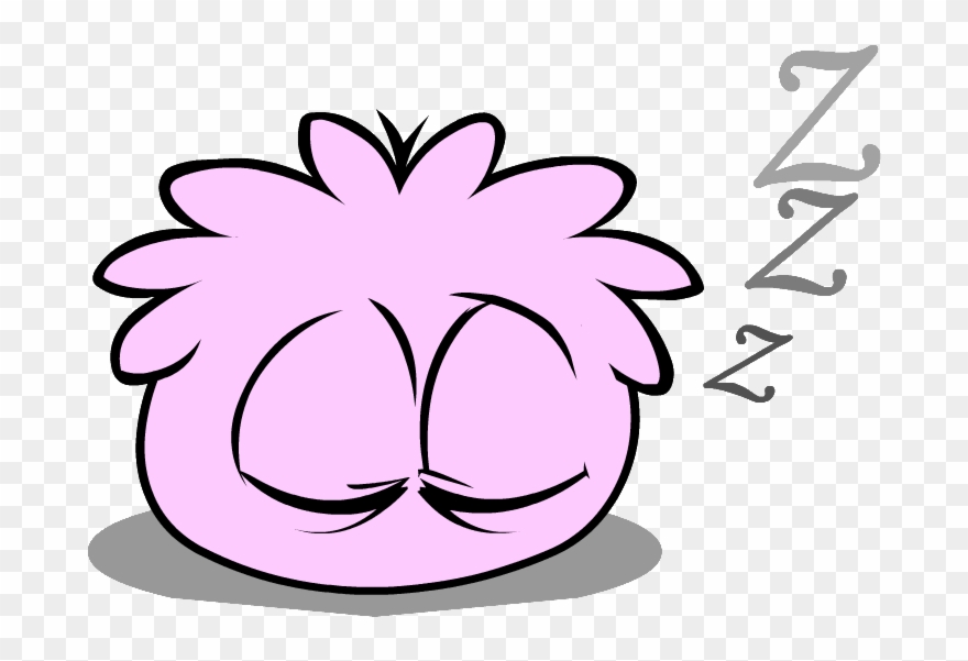 Pink Puffle Sleeping - Club Penguin Brown Puffle Clipart