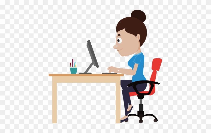 Vector Royalty Free Download Author Clipart Copywriter - Person At Desk Animated - Png Download