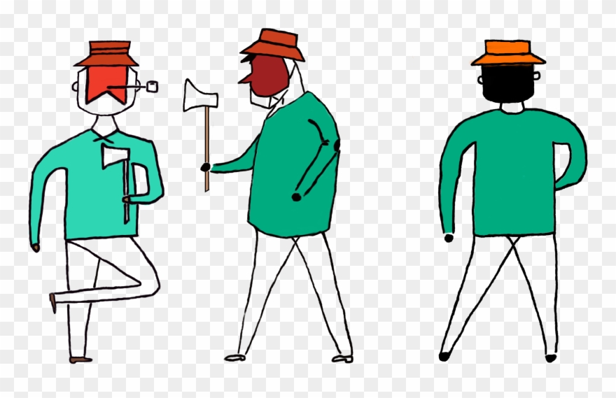 Three-view Drawing Of Hunter，red And Granny - Drawing Clipart