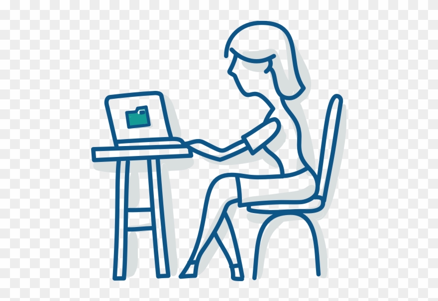 My, What A Clean Desk You Have - Sitting Clipart