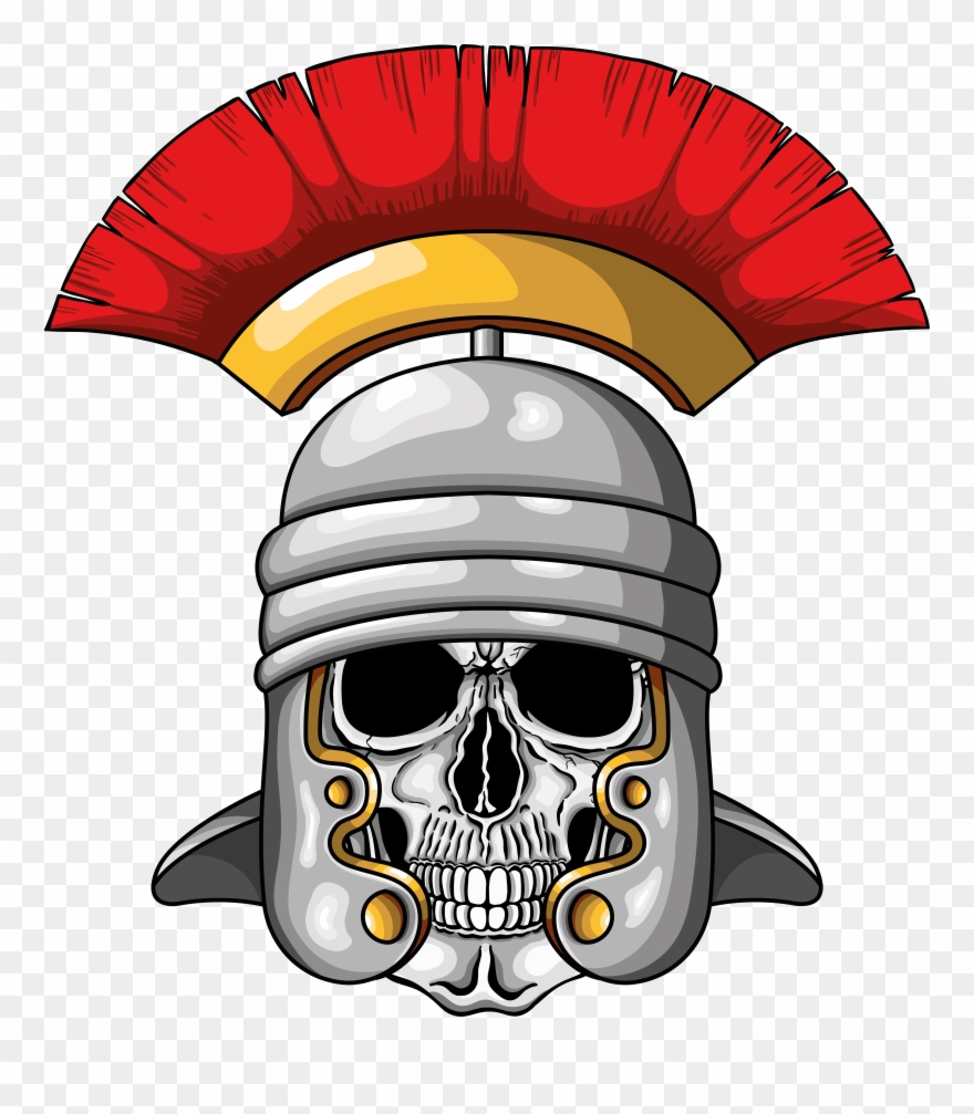 Illustration Of Centurion Human Skull With Roman Helmet, Clipart