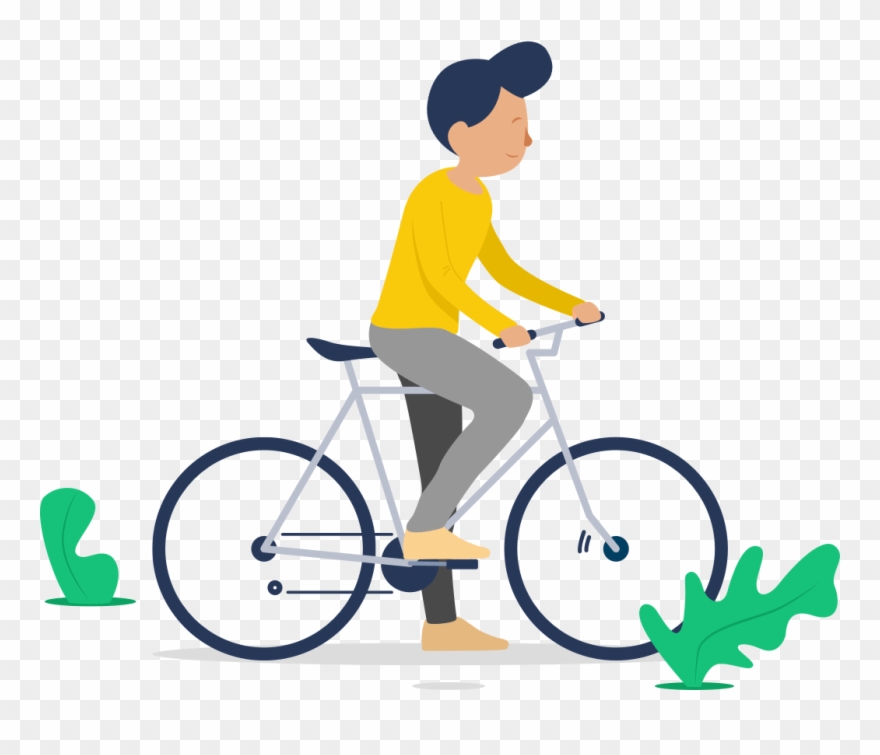 Illustration Of A Man Riding A Bicycle - Bicycle Clipart