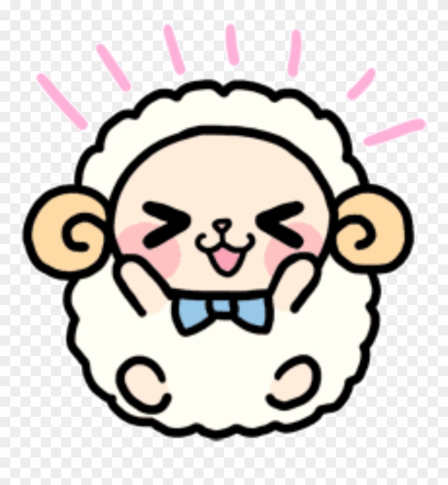 Sheep White Wool Cute Kawaii Animal Nature Lines Surpri - Kawaii Animals Clipart