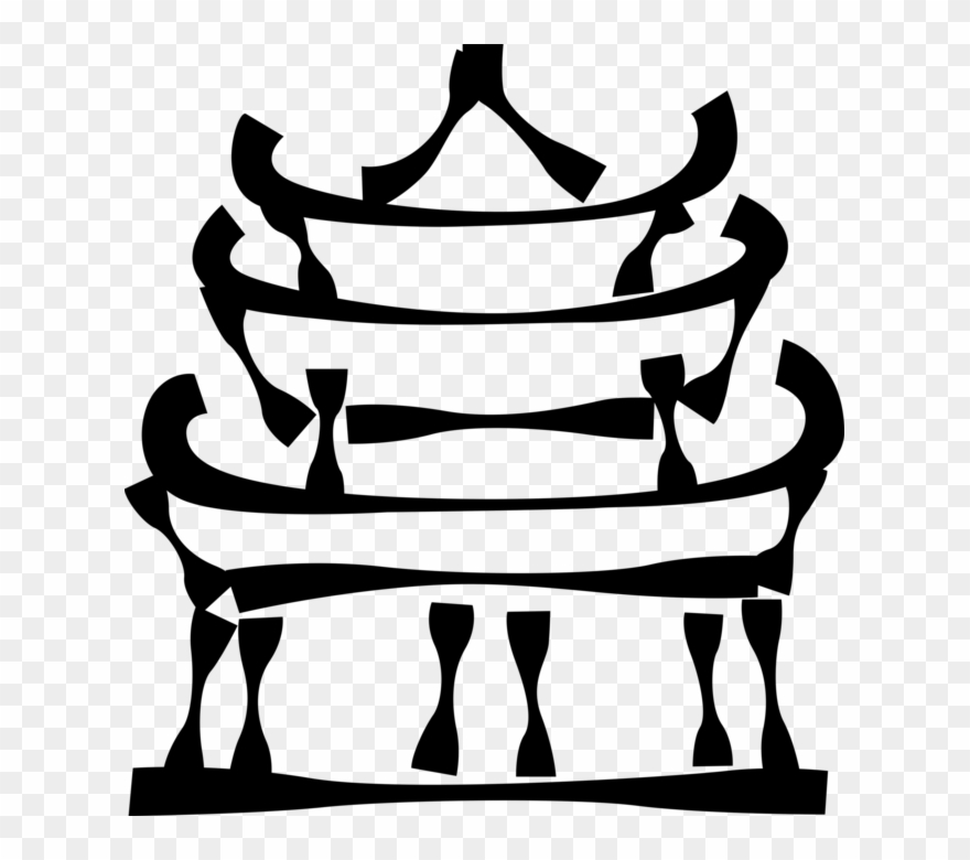 Vector Illustration Of Japanese Pagoda Temple Or Sacred - Japanese Temple Transparent Clipart