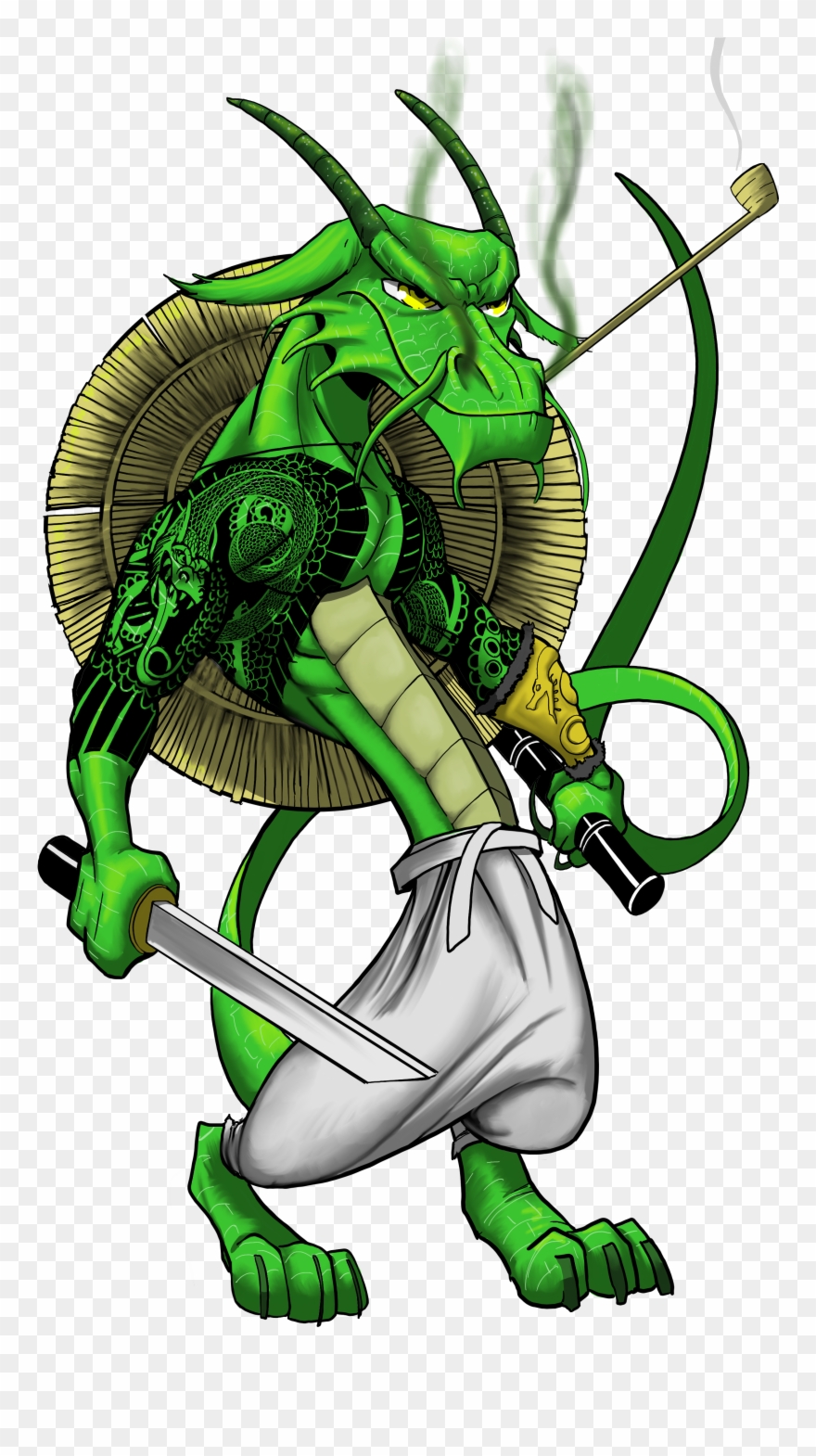 [art] Japanese Style Dragonborn Kensei Clipart