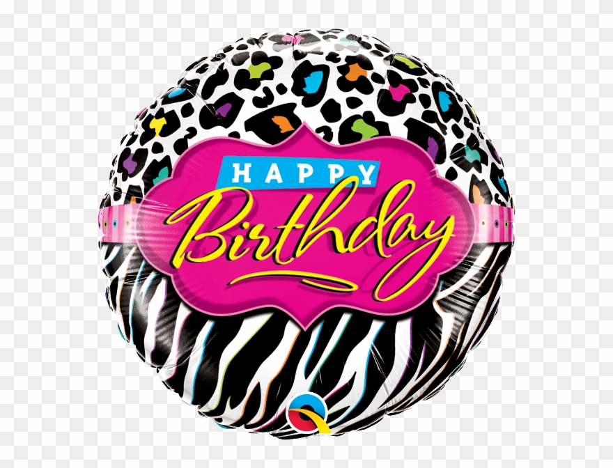 Birthday Leopard Zebra Patterns 18" Foil Balloon - 18" Birthday Leopard Zebra Patterns Clipart