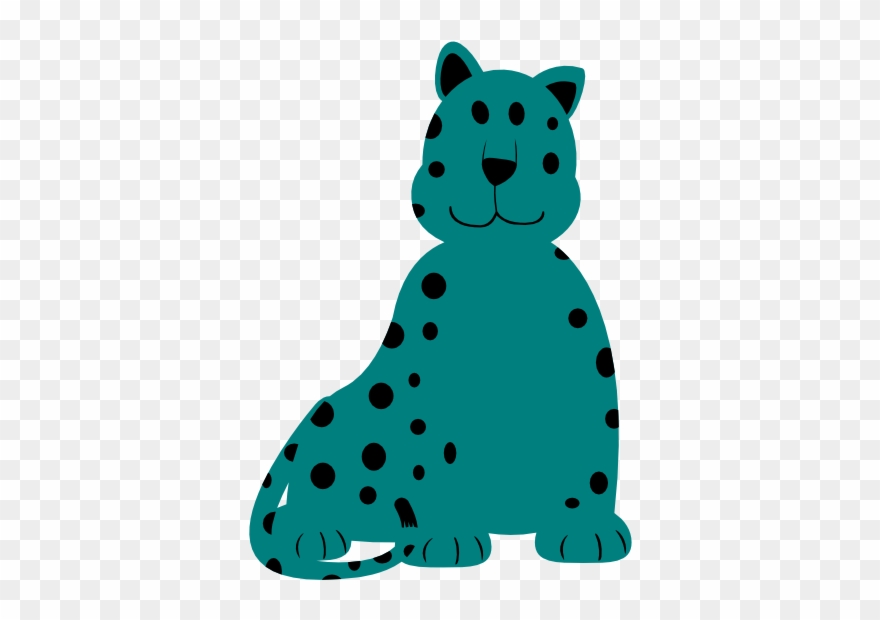 Leopard Teal Background - Cartoon Clipart