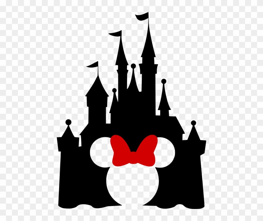 Disney Castle With Mickey Cutout - Disney Castle With Minnie Ears Clipart