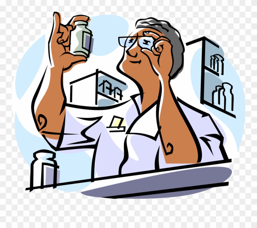 Banner Black And White Library Pharmacist Serves Customer Clipart