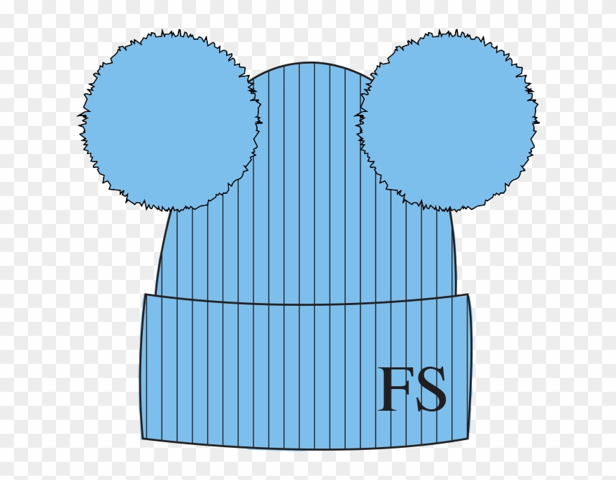 Hat Pale Blue Double Faux Fur Pompom - Hat Clipart
