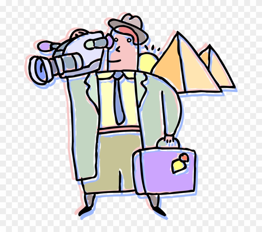 Vector Illustration Of Tourist On Vacation In Egypt Clipart