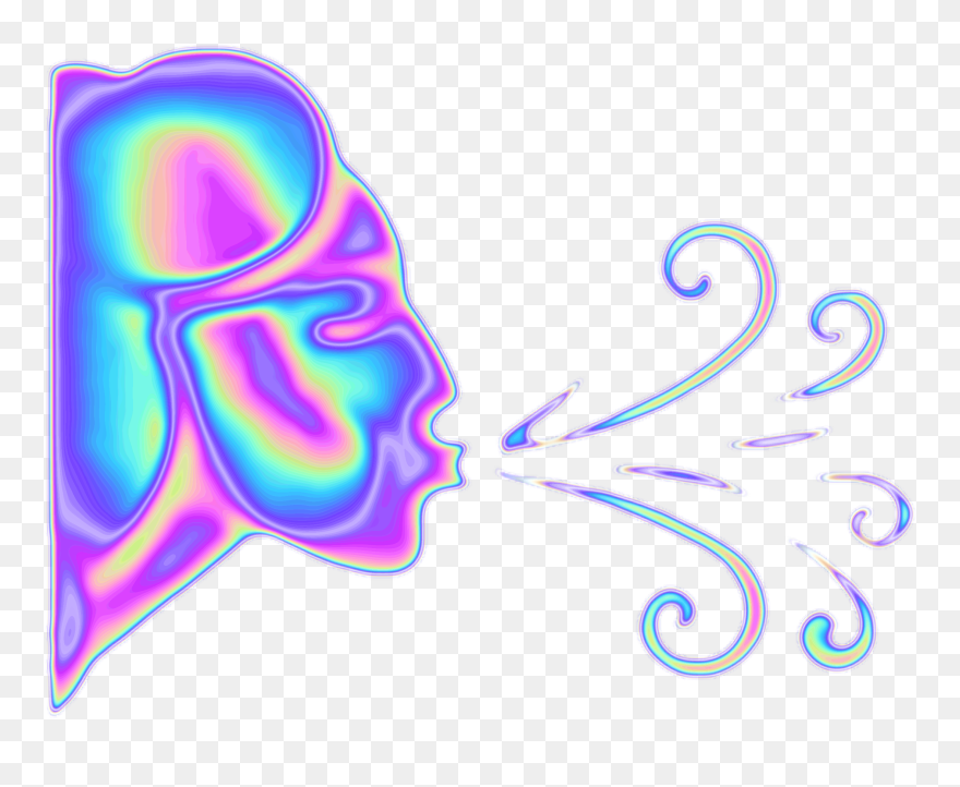 Holo Holographic Blowing Emoji Smoke Wind Freetoedit - Illustration Clipart