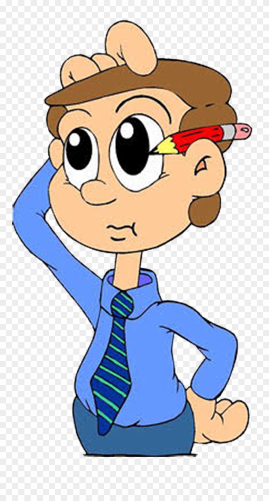Reflection Clipart Thinking Person - Cartoon Man Scratching Head - Png Download
