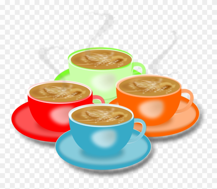 Free Coffee - 4 Schalen Kaffee-mitteilungskarten Karte Clipart