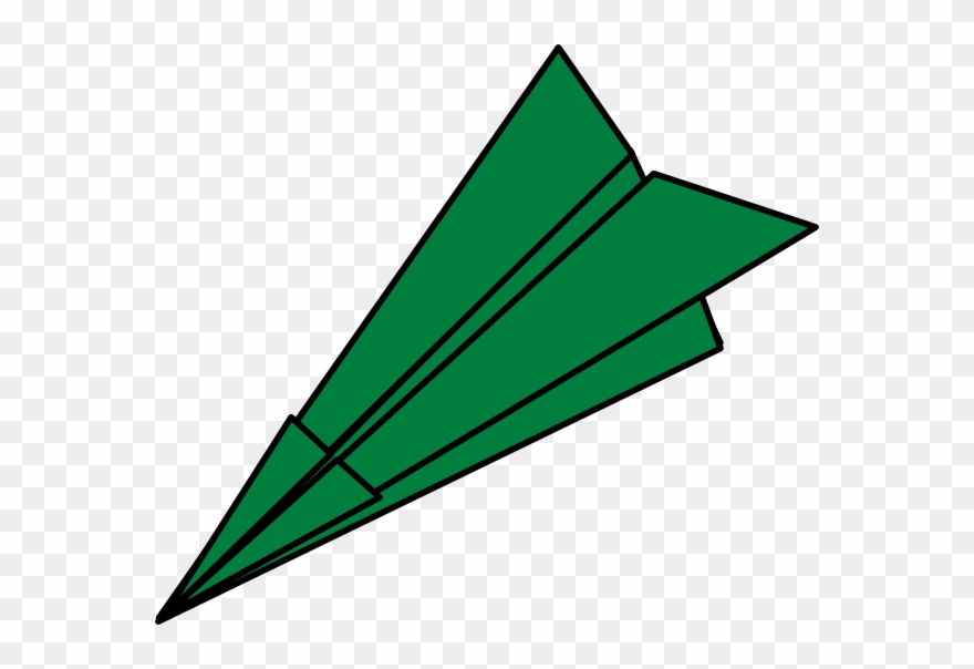 Green Paper Airplane Clipart - Png Download