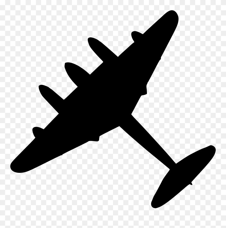 Airplane Second World War Fighter Aircraft Military - War Plane Silhouette Png Clipart