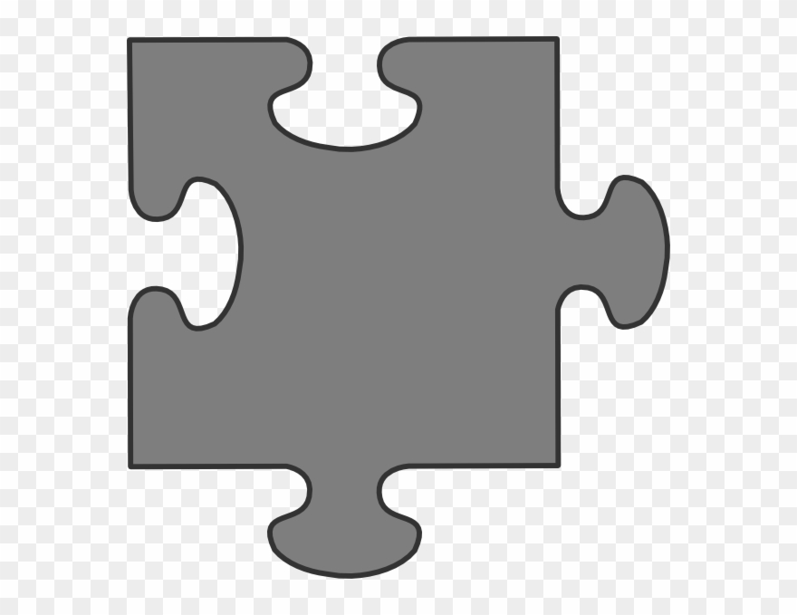 Gray Border Puzzle Piece Clip Art - Vector Jigsaw Puzzle Piece - Png Download