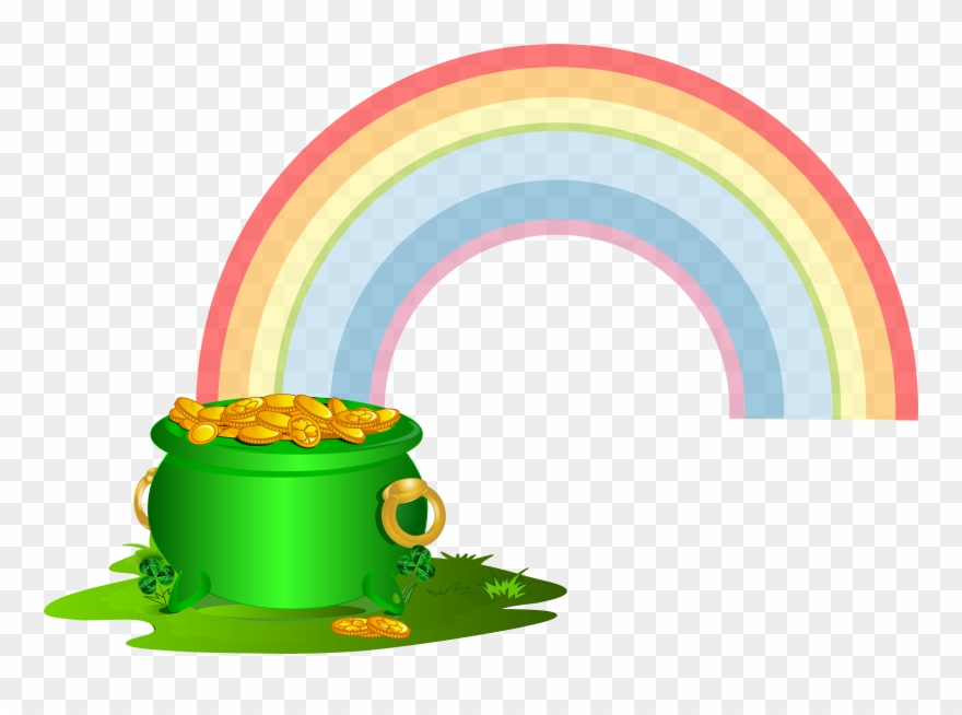 Green Pot Of Gold With Rainbow Png Clip Art Imageu200b - Arcoiris Duende Png Transparent Png