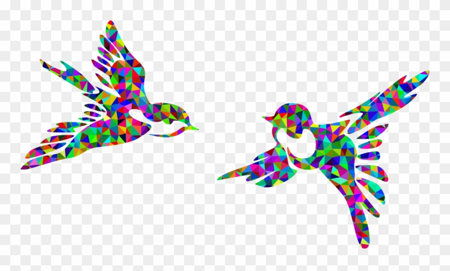 Bird Silhouette Flight Drawing Animal - Colorful Bird Flying Clipart - Png Download