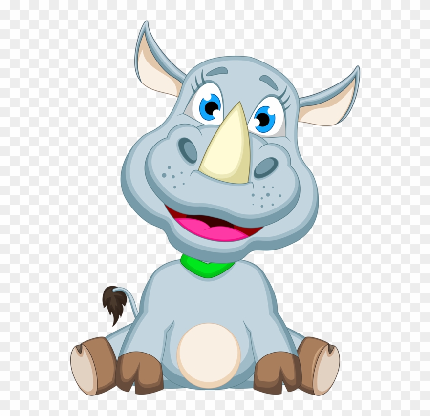 Baby Rhino Cartoon Animal Images On A Transparent Background - Rhinoceros Clipart