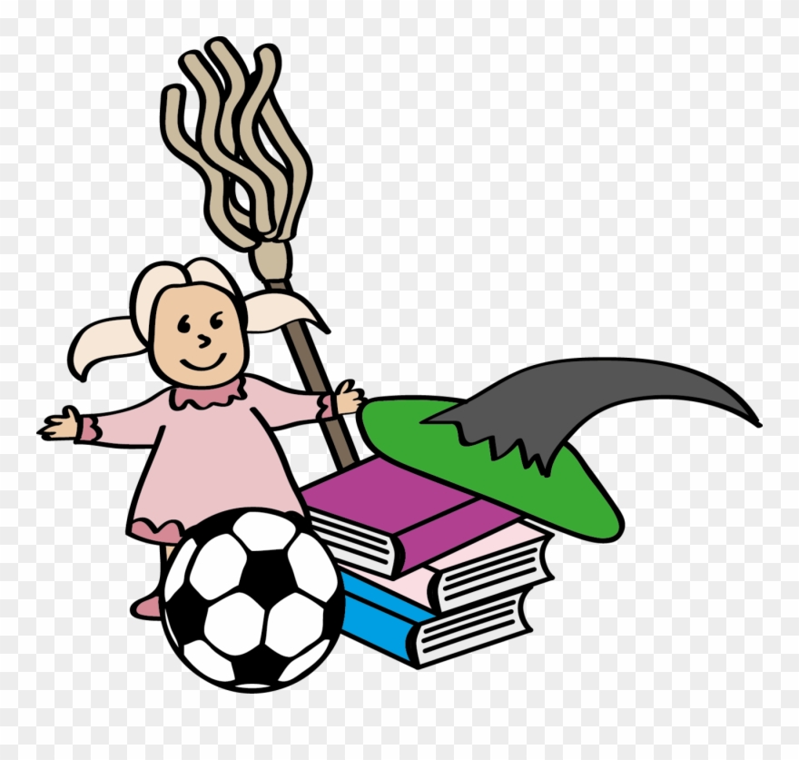 Eine Puppe, Ein Fußball, Bücher, Ein Hexenkostüm - Book Clipart