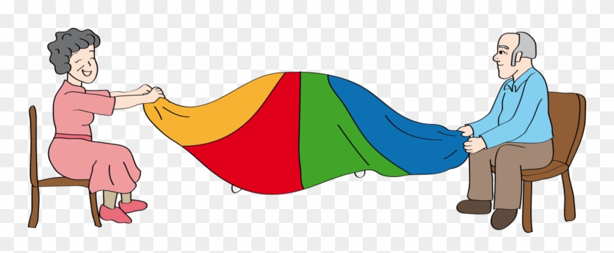 Zwei Senioren Bewegen Sich Mit Einem Schwungtuch - Schwungtuch Senioren Clipart