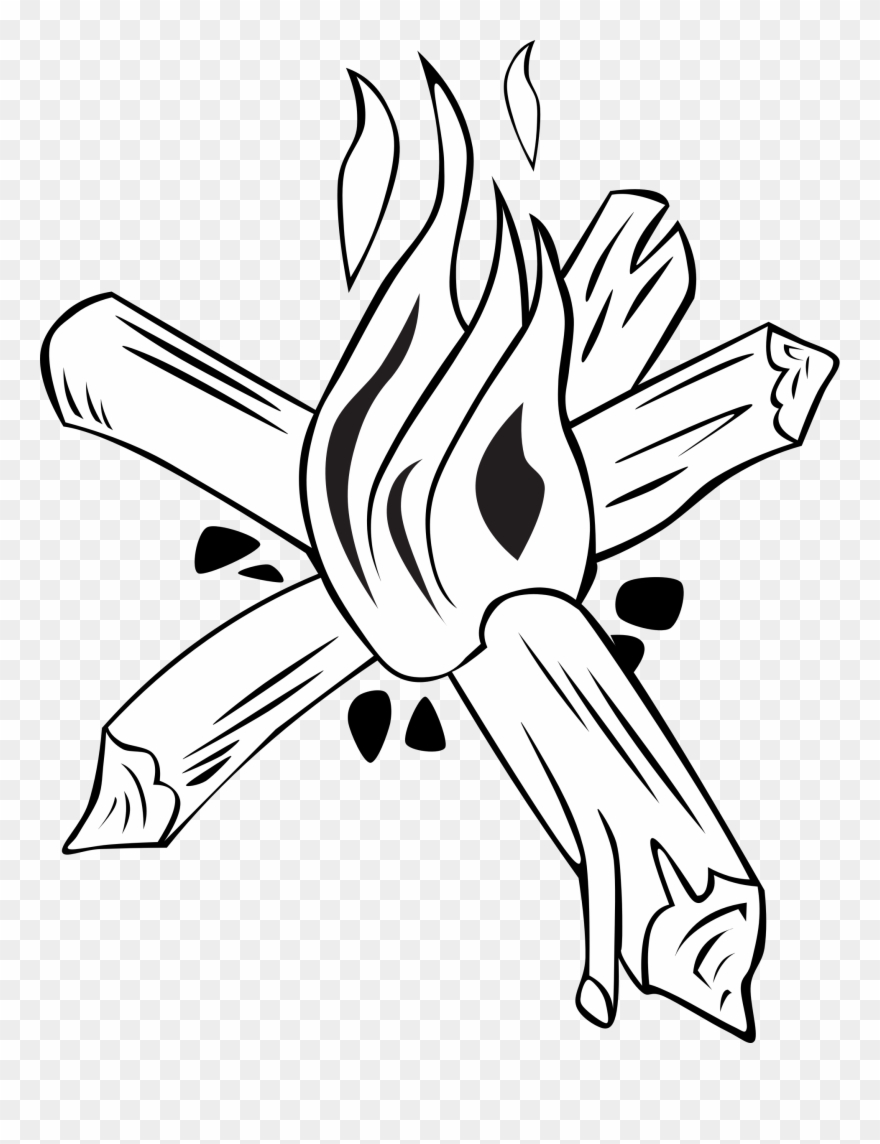 Campfires And Cooking Cranes - Drawings Of Fire And Wood Clipart