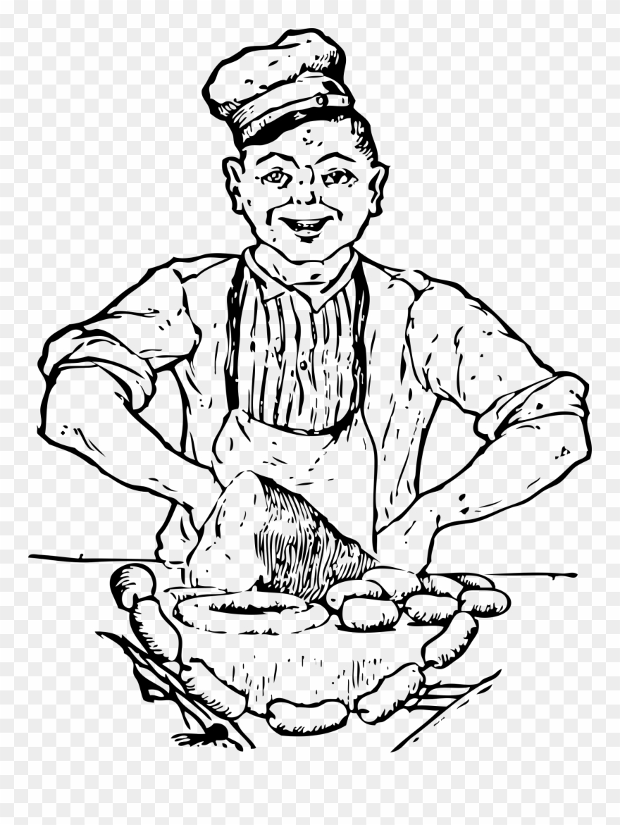 Big Image - Butcher Black And White Clipart