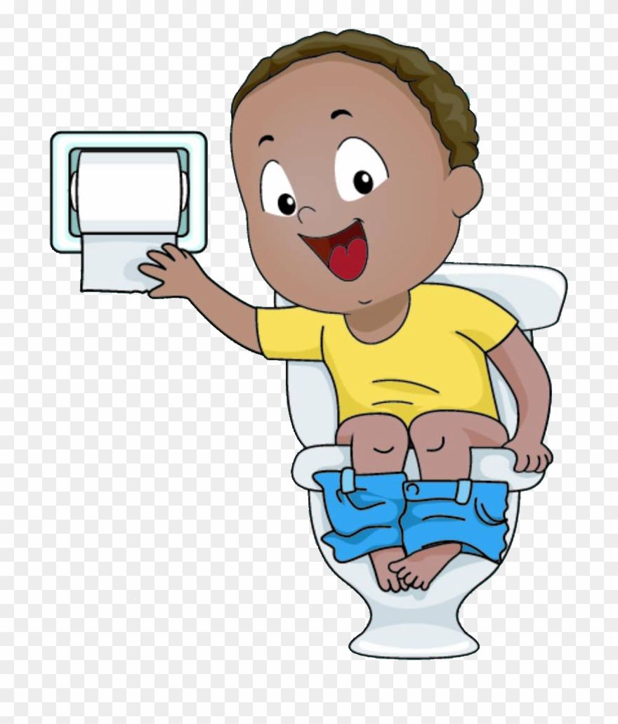Potty Clipart Clip Art - Sitting On Toilet Cartoon - Png Download
