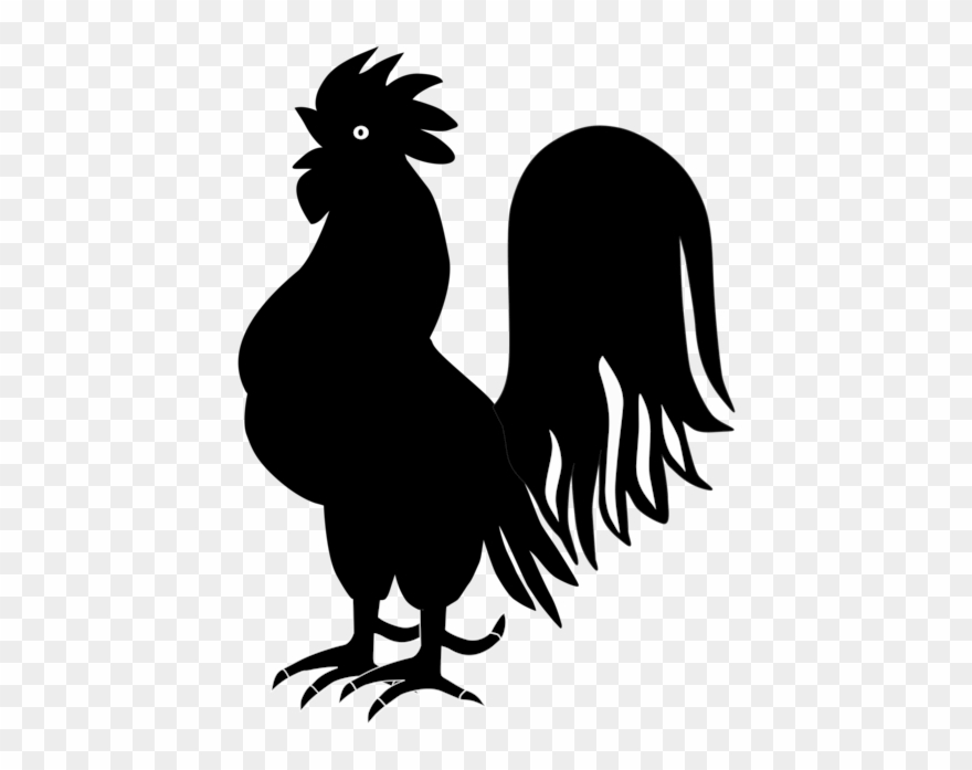 Rooster Chicken Landfowl Silhouette Drawing - Big Black Rooster Cartoon Clipart