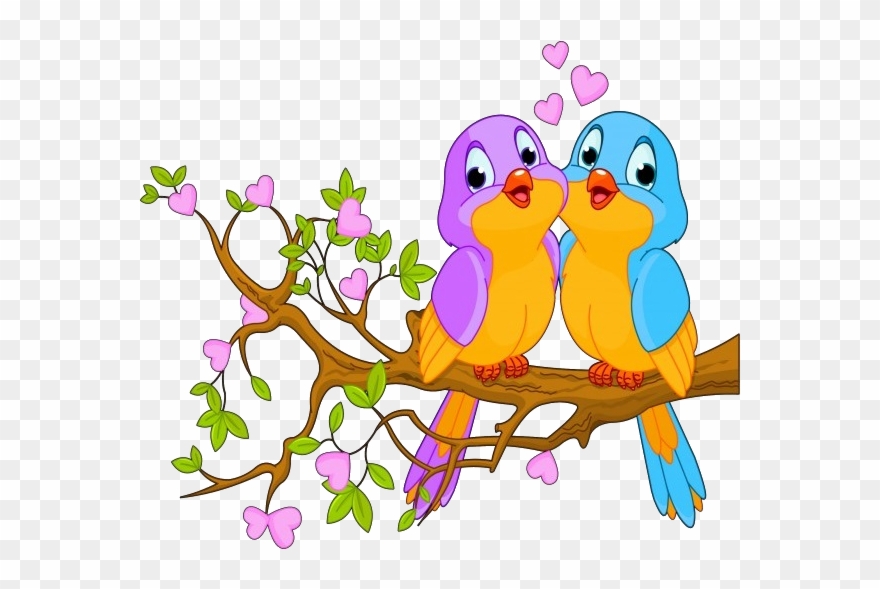 Cute Love Birds Cartoon Clip Art Images - Birds Clipart - Png Download