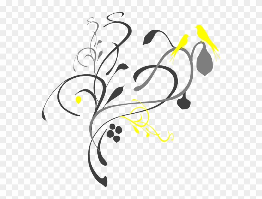 Birds On A Branch Black/grey - Maroon Flowers Clipart Png Transparent Png