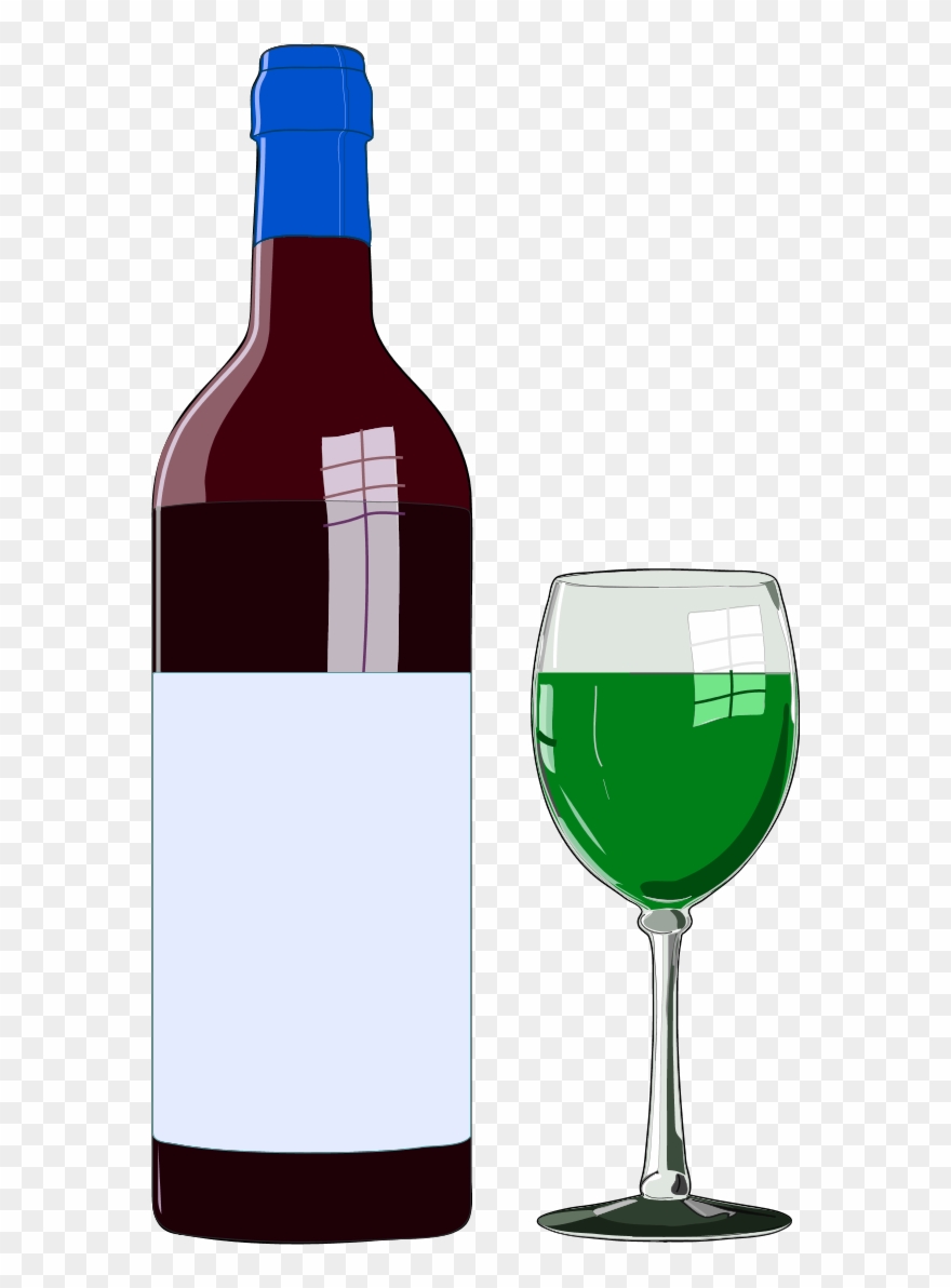 Wine Bottle And Wine Glass - Bottle Of Wine Clipart - Png Download