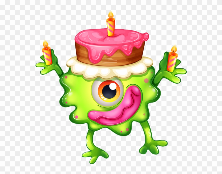 Monstre Et Gâteau D'anniversaire - Verjaardag Monsters Clipart