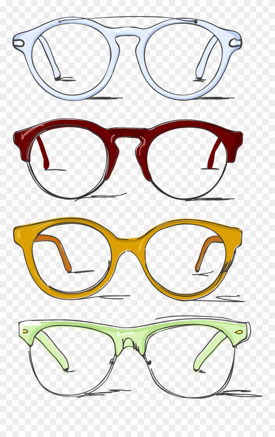 Clipart Free Stock Browline Glasses Drawing Clip Art - Writers Glasses - Png Download
