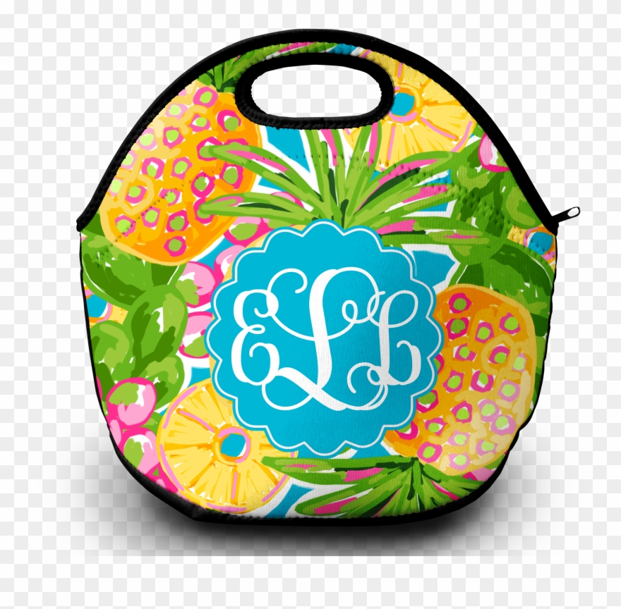Monogram Lunch Bag Pineapple Paradise - Script Initial Beer Mug Clipart