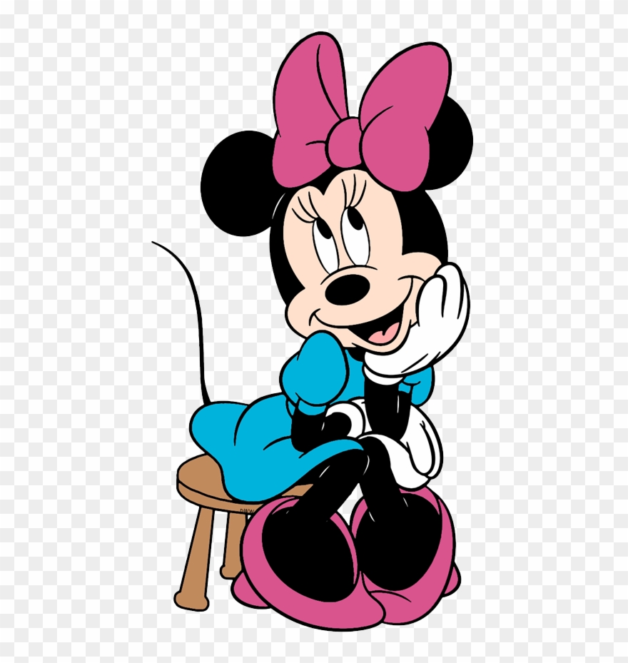 New Minnie Sitting On A Stool - Vestido Rosado Minnie Mouse Clipart