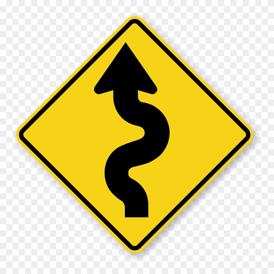 Narrow Road Signs - Winding Road Sign Png Clipart