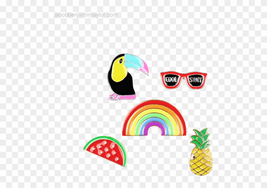 Women Rainbow Pineapple Watermelon Glasses Brooch Set Clipart