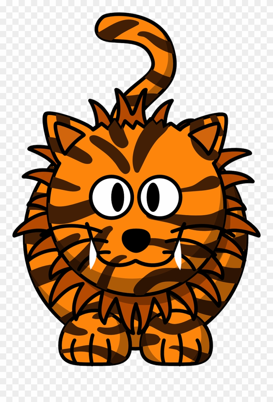 Cat, Tiger, Animal, Cute, Hybrid, Liger, Lion, Orange - Gambar Harimau Kartun Lucu Clipart